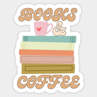 Books And Coffee Retro Sticker